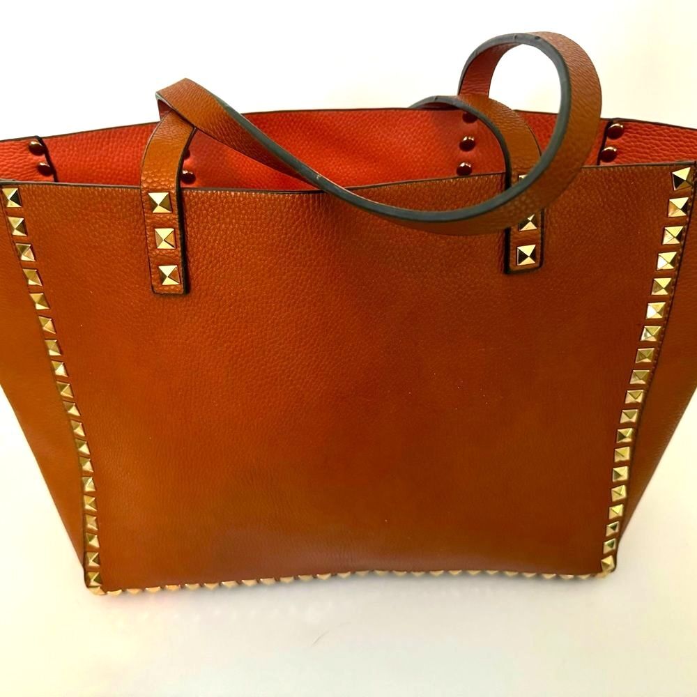 Leather Gold Studded Medium Tote Bag